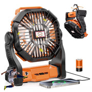 AiYchen Camping Fan with LED Lantern, 20000mAh Portable Battery Operated Outdoor Fan, Rechargeable Personal Fan for Travel, Hiking, Fishing, Picnic, Orange, X23