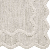 My Texas House Stella Wool Indoor Runner Rug, Ivory, 2 ft x 8 ft, Low Pile, Scalloped Border, MTS666170517004