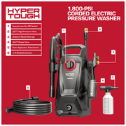 Hyper Tough Electric Pressure Washer 1800PSI for Outdoor Use