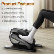 CONCETTA Under Desk Elliptical Trainer Electric Seated Pedal Exerciser with Bidirectional Pedals, Adjustable Speeds, Digital Display, Black, Corded Electric, TYJ
