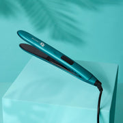 Bio Ionic 10X Styling Iron Flat Iron with Sonic Vibrating Plates, Curved 1-Inch Ceramic, Ion Generating Mineral Complex, Teal Tides Limited Edition, Z-10XFI-1.0-TT-AZ