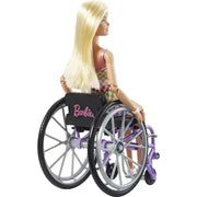 Mattel HJT13 Barbie Fashionistas Doll #194 With Wheelchair & Ramp, Blond Hair, Rainbow Dress & Accessories