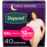 Depend 54936 Night Defense Women's Incontinence & Postpartum Bladder Leak Underwear, XXL, 40 Count
