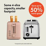 Bella 4-Slice Slim Toaster with Extra-Wide 10-Inch Long Slots, 6 Shade Settings, Reheat and Cancel Functions, High-Lift Lever, Removable Crumb Tray, Oatmilk