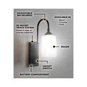 Smart Sconce Black - Dimmable Wireless Wall Light w/Universal Remote - Battery Operated Swivels 180 Mounts Up or Down Easy Peel and Stick Track System Remove with No Damage! Buy More and Save!