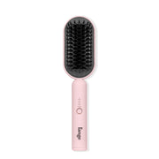 L'ange Hair Mane Pass 2-in-1 Hair Straightening Brush, Ceramic-Coated Bristles, Adjustable Heat 300F-410F, Negative Ion Technology, Auto Shut-Off, 360 Swivel Cord, Blush