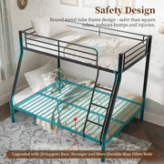 Leumius Twin Over Full Bunk Bed,Heavy Duty Metal Bunk Bed with Ladder & Full-Length Guardrail Black