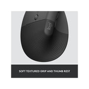 Logitech Lift for Business Left Vertical Ergonomic Mouse, Left-Handed, Wireless Bluetooth and Secured Logi Bolt USB, 4000 DPI Optical Sensor, Graphite, 910-006492