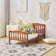 Ktaxon Baby Toddler Bed, Solid Pine Wood, Espresso Finish, Two Side Safety Rails, 53 in