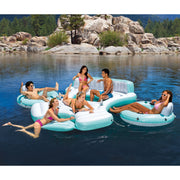 Intex Laguna Splash Island Floating Water Raft with 2 Detachable Solo Lounge Tubes, Built-In Cupholders, Grab Handles, Blue, 57274EP