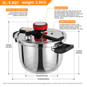 NYTRX NTX1 18/8 Stainess Pressure Cooker 10 QT, Food-Grade Olla De Presion, Steam Included