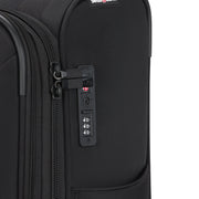 SWISSGEAR Stride Expandable Carry-On Spinner Luggage, Black, 8 Wheels, 600 Denier Polyester, TSA-Approved Locks,