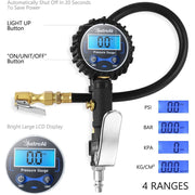 AstroAI Digital Tire Inflator Gauge with LED Backlit Display, Heavy-Duty Brass Air Chuck, 0-250 PSI, Blue, ATG250