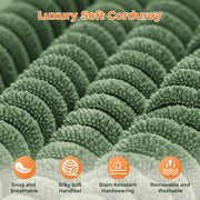 HOMSHADE Corduroy Sofa, 83-Inch, Ultra-Deep 22-Inch Seat, Green, Solid Wood Frame, Tool-Free Assembly, Includes 2 Pillows