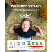 Belkin SoundForm Mini Kids Wired On-Ear Headphones with USB-C to 3.5mm Dongle, Built-In Microphone, 85dB Volume Limiter, Adjustable Fit, Black, AUD010fqBK