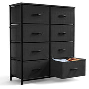 CONCETTA 8-Drawer Fabric Dresser with Adjustable Feet, Waterproof Wooden Surface, Black