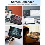 Memzuoix Portable Monitor 15.6 in 1080P FHD HDR IPS Display USB-C HDMI Dual Speakers VESA Mountable with Smart Cover ayy156