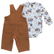 Carhartt CG8995 Duck Print Long-Sleeve Bodysuit and Quilted Overalls Set for Babies - Carhartt Brown - 18 Months