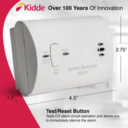 Kidde Carbon Monoxide Alarm with Electrochemical Sensor, Battery Operated, 85 dB Loud Alarm - Easy Installation