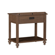 My Texas House Hartwell 1 Drawer Nightstand with USB Ports and Outlet, Heritage Oak Finish, Transitional Cottage Style, 453377