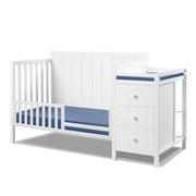 Sorelle Essex 4-in-1 Convertible Crib & Changer, White, Wooden Baby Bed with Storage Drawers and Padded Changer, Toddler and Full-Size Bed Conversion, 2050-WH