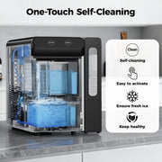 Simzlife Nugget Ice Maker Countertop, 26.5 lbs/24H, Self-Cleaning, 1.7 Qt Water Tank, Stainless Steel, Soft Chewable Pellet Ice, IM025-N