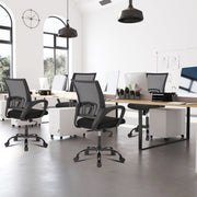 JONPONY Ergonomic Office Chair, Breathable Mesh Back, Adjustable Height, Padded Armrests, Heavy-Duty Metal Base, Dual-Caster Wheels, Black