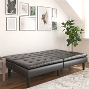 Mainstays 2507009W Memory Foam Futon with Cupholder and USB, Black Faux Leather