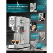 Gevi Gecme418e-U Stainless Steel Silver 20 Bar Professional Espresso Machine With 35oz Water Tank