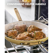 GreenPan Reserve Ceramic Nonstick 12  Frypan with Helper Handle and Lid | Sunrise with Gold-Tone Handles