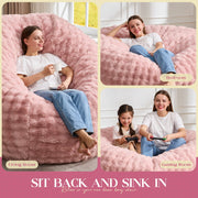 Hobestluk Bean Bag Chair, Memory Foam Filled, Plush Velvet Cover, Removable Machine Washable, Pink, 36 in