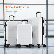 Concetta 20 Inch Carry-On Luggage, Lightweight Expandable Hard Shell ABS Suitcase, TSA Lock, Double Spinner Wheels, White, ELCO-XLX