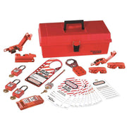 Master Lock Portable Lockout Kit, 14-Piece Electrical Safety Set with 4 Thermoplastic Padlocks, Red, 1457E410KA