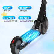 Mega Motion ME1 Electric Scooter for Kids, Foldable Aluminum Frame, Adjustable 3-Speed Motor, LED Lights, Rear Fender Brake, Black