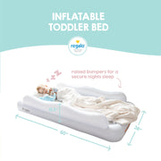 Regalo Inflatable Toddler Travel Bed, Twin XL, Two-Sided Safety Rail Bumpers, Gray PVC Mattress with Air Pump and Carry Bag, Ages 2-5, 5100 DS
