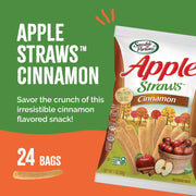 Sensible Portions Gluten-Free Cinnamon Apple Straws Snack, Apple Cinnamon Flavor, 1 oz Bags, Pack of 24