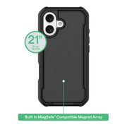 Onn RM17BB36018372 Rugged MagSafe Compatible Phone Case for iPhone 17, Heavy-Duty Drop Protection, Antimicrobial, Enhanced Side Grips, Black