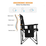 KingCamp Oversized Camping Chair, Heavy Duty 300 lbs Support, Fully Padded Ergonomic Design, Built-in Cooler Bag, Mesh Cup Holder, Large Side Pocket, Black