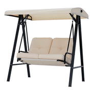 AECOJOY 2 Persons Outdoor Patio Canopy Steel Porch Swing Chair, Waterproof, Adjustable Canopy, Brown, 19031BR