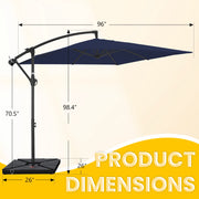 FUNDAZE 8x8 ft Square Cantilever Patio Umbrella with Crank, Adjustable Tilt, Navy Blue, Weighted Base