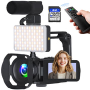 Saneen A06-2-White Video Camera 8k 64MP WiFi IR Night Vision Camcorder, Black