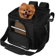 PetAmi Dog Bike Basket Soft-Sided Ventilated Pet Carrier Backpack Black Small Multi-Use PET-BBK01-BK-SP