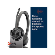 Poly Voyager 4320 UC Stereo Bluetooth Wireless Headset with Noise-Canceling Dual Microphones, USB-A Adapter, Charging Stand, Lightweight Adjustable Headband