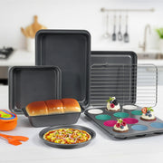 Kikcoin KBKS02GY7 22 Pieces Carbon Steel Non-Stick Baking Pan Set
