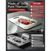 Katori Titanium Cutting Board, 100% Pure Titanium, Double-Sided Reversible, Knife-Friendly Surface, Pack of 3