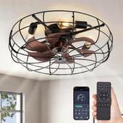 Zardon 23 in Black Caged Ceiling Fan with Lights, Remote Control, Flush Mount, Reversible DC Motor, 6 Speeds, Indoor