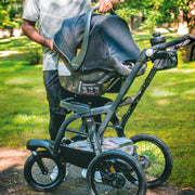 Chicco TRE Jogging Stroller, Lightweight Aluminum Frame, Adjustable FlexCore Suspension, Pneumatic Rear Tires, Multi-Position Reclining Seat with UPF 50+ Canopy, Compatible with Chicco Infant Car Seats, Galaxy Black