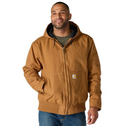 Carhartt Men's Washed Duck Insulated Active Jacket, Brown, X-Large Tall, Hooded, Loose Fit, 104050-BRNXLT