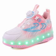 Happy Roller Roller Skate Shoes for Boys and Girls, Detachable Wheels, Pink, Beginner Friendly