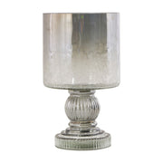 Deco 79 Black Glass Handmade Turned Style Pillar Hurricane Lamp, 7 in Diameter, 14 in Height, 24680